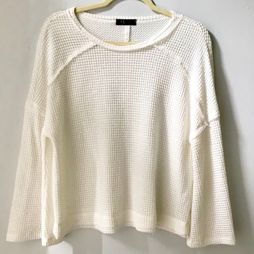 WORN ONCE - KLd White Bell Sleeve Sweater